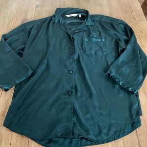 Vintage Victoria's Secret Sleep Shirt Emerald Green Button Down L 1990's Y2K
